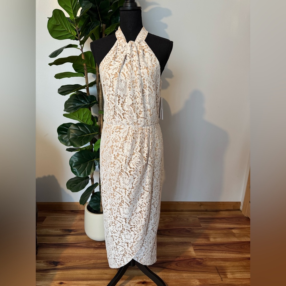 julia jordan Cream Lace Halter Maxi Dress